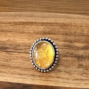 Oval Citrine set in silver sz 7
